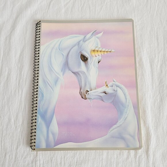 Vintage1980s School Notebook Susan Sue Dawe Art Fantasy Unicorn Mead - Picture 1 of 7